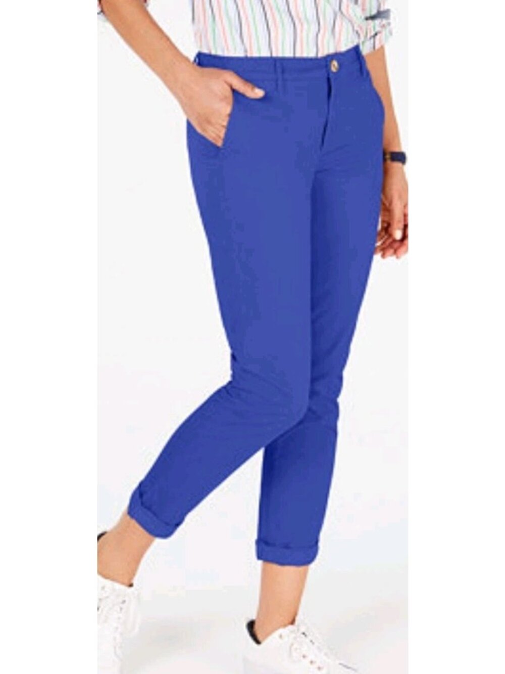 Tommy Hilfiger Womens Size 10 Hampton Cuffed Chino Straight-Leg Pants NEW